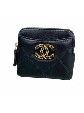 Chanel Coin Purse Chanel 19 Lambskin Black Gold